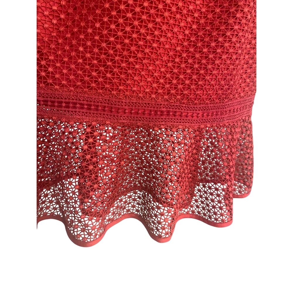 Adelyn Rae Red Lace Dress Small Sleeveless Fit Flare Keyhole Back - Picture 6 of 8